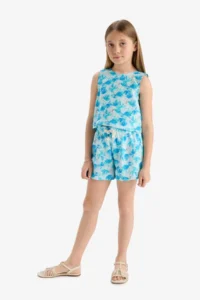 DeFacto Elastic Waist Patterned Cotton Shorts Girl - Image 2