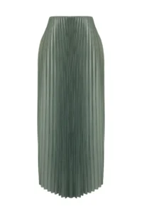 TRENDYOLMİLLA Mint pleated Maxi Flexible Knitting Skirt - Image 6