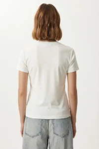 Lovelyİstanbul Embroidered Cotton Knitting T-shirt with Coat of Arms  White - Image 5