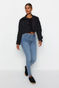 TRENDYOLMİLLA Light Blue Shaping Effect High Waist Flexible skinny jeans - Image 2