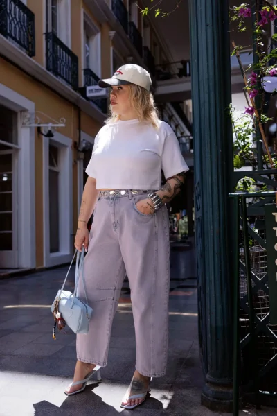 Trendyol Curve Open Blue-Pink High Waist Bagyy Fit plus size jeans