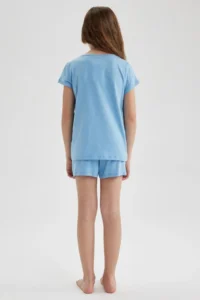 DeFacto Girl's Printed Short Sleeve Pajama Set with Shorts A1365a823sm - Image 5