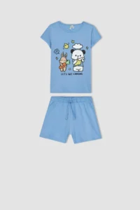 DeFacto Girl's Printed Short Sleeve Pajama Set with Shorts A1365a823sm - Image 6
