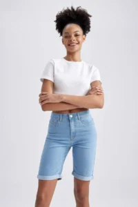 DeFacto Normal Waist Fold Leg Jean Bermuda Shorts A1958ax23sm - Image 2