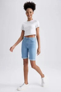 DeFacto Normal Waist Fold Leg Jean Bermuda Shorts A1958ax23sm - Image 4