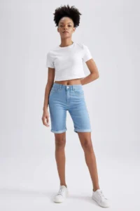 DeFacto Normal Waist Fold Leg Jean Bermuda Shorts A1958ax23sm - Image 5
