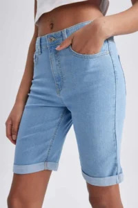 DeFacto Normal Waist Fold Leg Jean Bermuda Shorts A1958ax23sm - Image 7