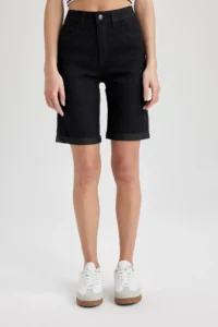 DeFacto Normal Waist Folded Leg Basic Straight Jean Shorts A1958ax24sm
