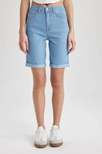 DeFacto Normal Waist Fold Leg Jean Bermuda Shorts A1958ax24sm