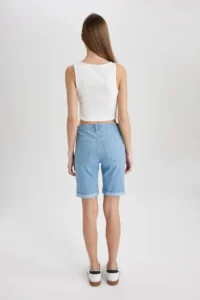 DeFacto Normal Waist Fold Leg Jean Bermuda Shorts A1958ax24sm - Image 7