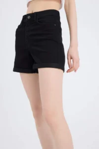 DeFacto Normal Waist Folded Leg Basic Straight Jean Shorts - Image 6