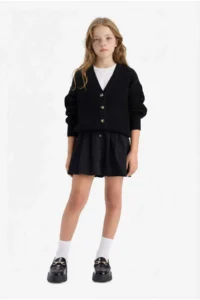 DeFacto Girls' V-neck buttoned Knitwear Cardigan - Image 2
