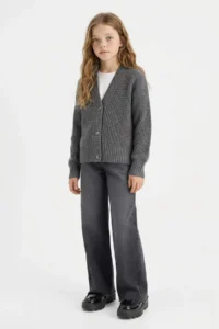 DeFacto V-neck buttoned Knitwear Cardigan Girls' - Image 2
