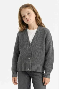 DeFacto V-neck buttoned Knitwear Cardigan Girls' - Image 3