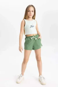 DeFacto Elastic Waist Printed Shorts Girls' - Image 2