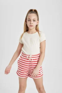 DeFacto Girls' Striped Shorts - Image 3