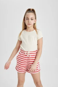 DeFacto Girls' Striped Shorts - Image 3
