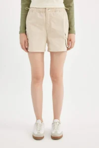DeFacto 100% Cotton Regular Fit Normal Waist Short Leg Gabardine Shorts - Image 4