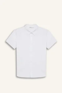 DeFacto Polo Collar Poplin Short Sleeve School Shirt for Boys - Image 8