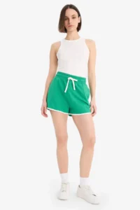 DeFacto 100% Cotton Elastic Waist Laced Shorts