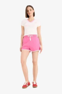 DeFacto 100% Cotton Elastic Waist Laced Shorts