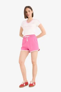 DeFacto 100% Cotton Elastic Waist Laced Shorts - Image 2