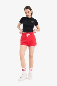 DeFacto 100% Cotton Elastic Waist Laced Shorts