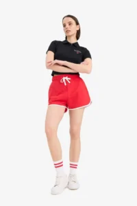 DeFacto 100% Cotton Elastic Waist Laced Shorts - Image 3