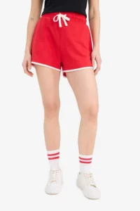 DeFacto 100% Cotton Elastic Waist Laced Shorts - Image 4