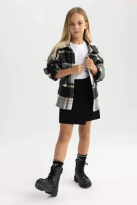 DeFacto Black Basic Plain School Shorts Knitwear Skirt Girl - Image 4