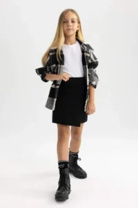 DeFacto Black Basic Plain School Shorts Knitwear Skirt Girl - Image 5