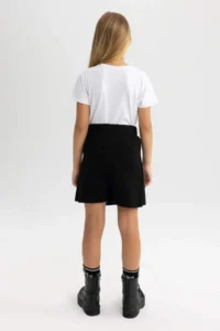 DeFacto Black Basic Plain School Shorts Knitwear Skirt Girl - Image 8