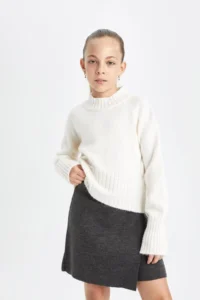 DeFacto Anthracite Basic Straight Shorts Knitwear Skirt Girl - Image 2