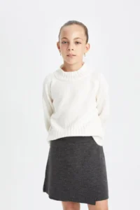 DeFacto Anthracite Basic Straight Shorts Knitwear Skirt Girl - Image 3