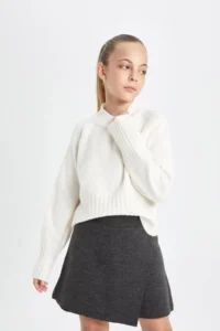 DeFacto Anthracite Basic Straight Shorts Knitwear Skirt Girl - Image 4