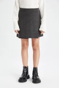 DeFacto Anthracite Basic Straight Shorts Knitwear Skirt Girl - Image 6