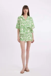 DeFacto High Waist Patterned Wide Leg Viscose Short Skirt - Image 3