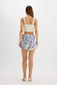DeFacto High Waist Patterned Wide Leg Viscose Short Skirt - Image 6