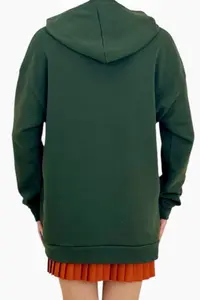 Trend Alaçatı Stili Women's Khaki Hooded Kangaroo Pocket 3 Thread Thick Sweatshirt - Image 4