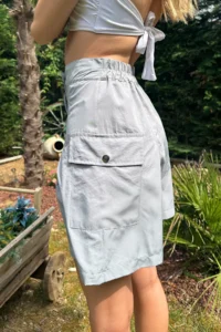 Trend Alaçatı Stili Women Gray Cargo with pocket Pleat Detailed Skirt - Image 3