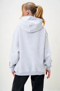 Trend Alaçatı Stili Women's Grimelange Hooded Front and Sleeves Embroidered 3 Thread Raised Sweatshirt - Image 6