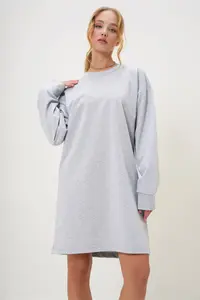 Trend Alaçatı Stili Women's Grimelange Crew Neck Sweatshirt Dress - Image 2