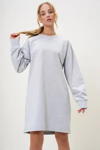Trend Alaçatı Stili Women's Grimelange Crew Neck Sweatshirt Dress - Image 3