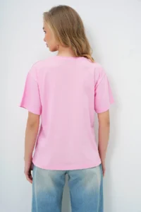 Trend Alaçatı Stili Women Pink Crew Neck Basic T-Shirt - Image 6