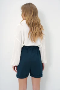 Trend Alaçatı Stili Women's Petrol Green Waist Elastic Belted Double Pocket Double Leg Carrot Gabardine Shorts Alc-X8450 - Image 6