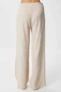 Happiness İstanbul Women Beige textured Flexible Knitting Top and Bottom Set - Image 7
