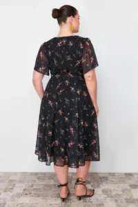 Trendyol Curve Multicolored flower patterned Siphon Double breasted Weaving Dress - Image 6