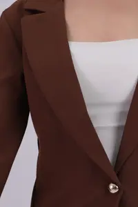 armonika Women Dark Brown Tek buttoned Jacket - Image 2