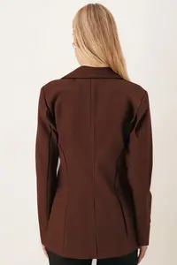 armonika Women Dark Brown Tek buttoned Jacket - Image 3