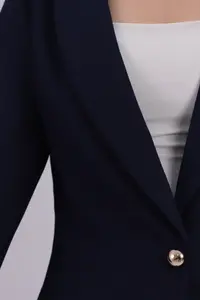 armonika Women Navy Blue Tek buttoned Jacket - Image 2